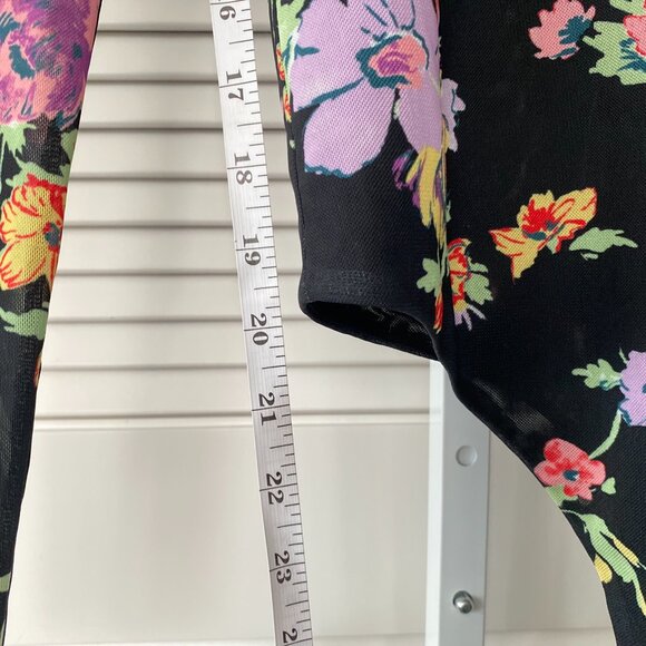 WAYF x Anthropologie Scoop Back Long Sleeve Bodysuit, Black Floral, Size M - Picture 3 of 7